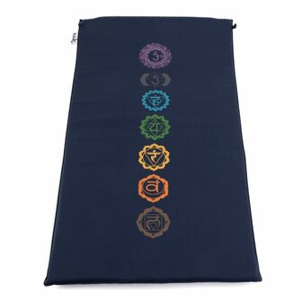 Spijkermat Shakti Mat Katoen Lotus Blauw met 7 Chakra symbolen